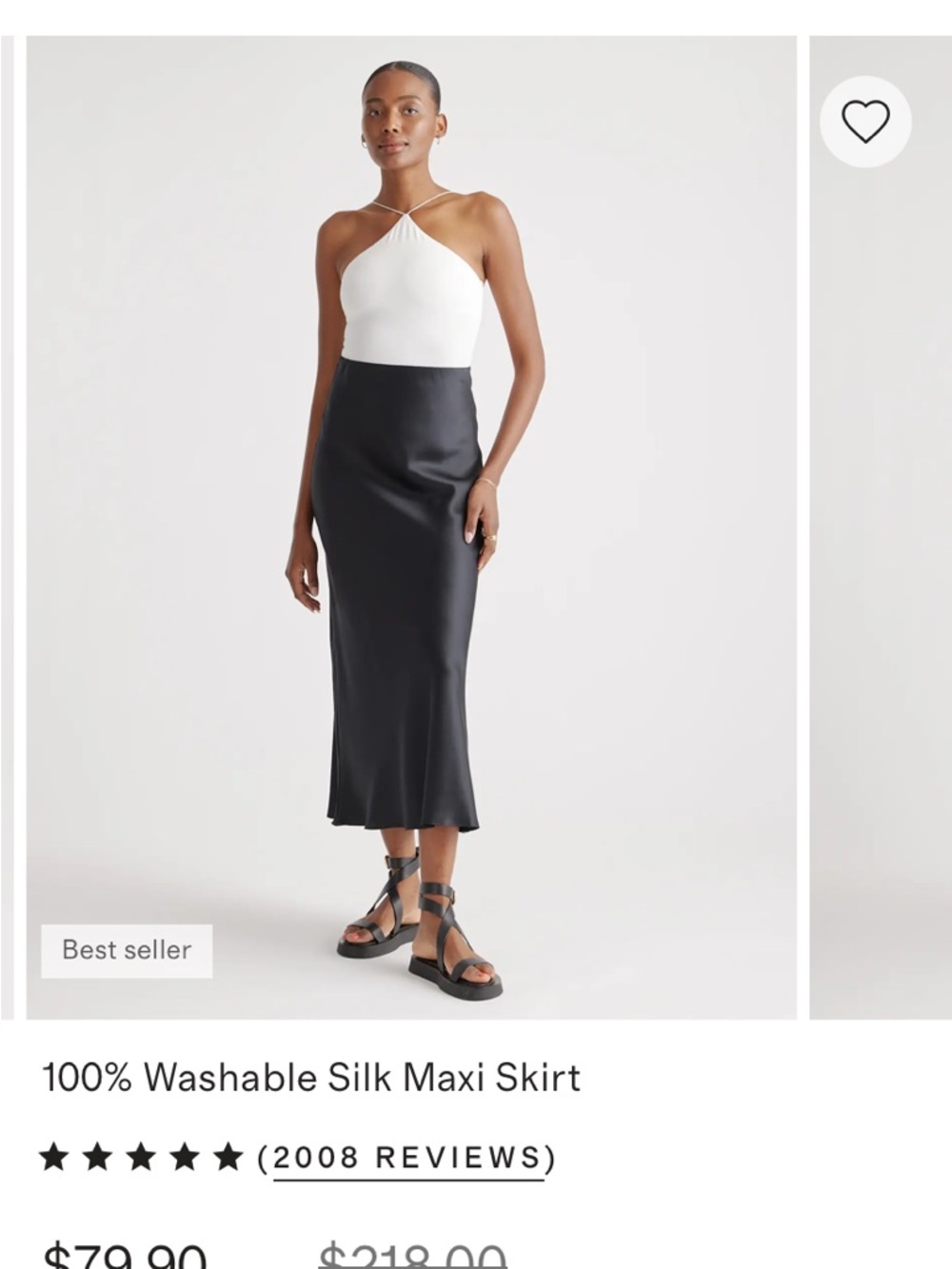 Quince Washable Silk Maxi Skirt - Black